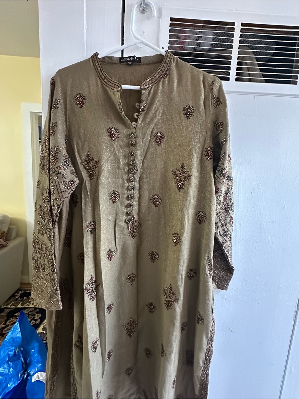 Pakistani Embroidered limelight Olive-Taupe suit